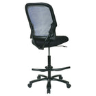 Space AirGrid Back Drafting Chair with Mesh Seat and Footring, Black-One Touch Pneumatic Seat Height Adjustment