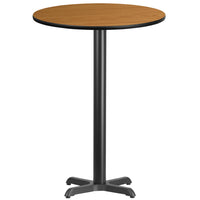 Flash Furniture 30" Round Natural Laminate Table Top with 22" x 22" Bar Height Table Base-Bar Height Hospitality Table