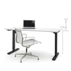 Bestar 30" x 60" Electric Height Adjustable Table, White, (65867-17)-Durable 1" commercial grade work surface with melamine finish that resists scratches, stains and burns.
