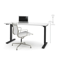 Bestar 30" x 60" Electric Height Adjustable Table, White, (65867-17)-Durable 1" commercial grade work surface with melamine finish that resists scratches, stains and burns.