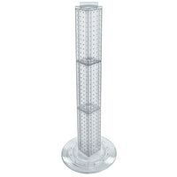 Azar Displays 36" x 4" x 4" 4-Sided Revolving Pegboard Counter Display, Clear Translucent (700223-CLR)-Interlocking four-sided pegboard tower and 14-1/2" diameter revolving clear plastic base