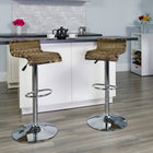 Flash Furniture Contemporary Wicker Adjustable Height Barstool with Waterfall Seat and Chrome Base - 2 Pack-Height Adjustable Seat with Gas Lift