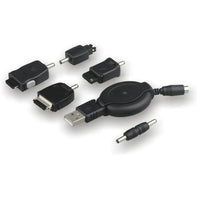 Electronic Master 5 In 1 USB Mobile Charger, 0.6" x 5.4" x 7.5", Black-Cable can be retractable for convenience use