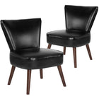 Flash Furniture HERCULES Holloway Series Black LeatherSoft Retro Chair - 2 Pack-Mid-Century Style