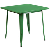 Flash Furniture 31.5" Square Green Metal Indoor-Outdoor Table-Metal Cafe Table