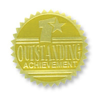 Flipside Gold Foil Embossed Seal Outstanding Achievement, 162 Pack (H-VA371)-Embossed seal is perfect for prizes and bulletin boards