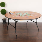 Flash Furniture 60" Round Wood Folding Banquet Table with Clear Coated Finished Top-.75'' Thick Plywood Top