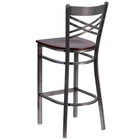 Flash Furniture HERCULES Series Clear Coated "X" Back Metal Restaurant Barstool - Walnut Wood Seat-Walnut Finished Wood Seat