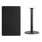 Flash Furniture 30'' x 48'' Rectangular Laminate Table Top, Black with 24'' Round Bar-Height Table Base (XUBK3048TR24B)-Black Laminate Top