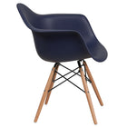 Flash Furniture Alonza Series Plastic Chairs with Wooden Legs - Navy - 2 Pack-Curved Arms