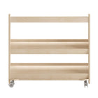 Flash Furniture Bright Beginnings Commercial Space Saving Wooden Mobile Classroom Storage Cart,3 Angled Shelves - Natural-Wooden Mobile Classroom Storage Unit with 3 Angled Shelves