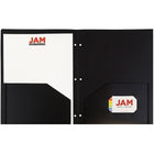 JAM Paper Plastic Heavy Duty 3 Hole Punched Two Pocket School Folder, Black, 12 Pack (383HHPbug)-12 per pack