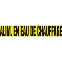 Self-Stick Vinyl Pipe Markers, Alim. En Eau De Chauffage, SQ395, 5 Pack-Colour - White on Red