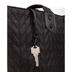 The Rolling Stones Iconic Collection Quilted Tote Bag - Black-Store your essentials in the main zippered compartment using the top The Rolling Stones metal puller