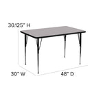 Flash Furniture 30''W x 48''L Rectangle Activity Table with Thermal Fused Laminate Top and Standard Height Adjustable Legs, Grey-Black Edge Band