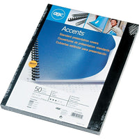 GBC Accents Standard Presentation Covers - Black - 50 Pack-Heavy-duty, opaque plastic covers are spill and tear proof