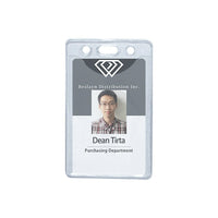 Beslayn Vertical Heavy Duty Vinyl ID Badge Holder with Thumb Notch, 3-3/8" x 2-3/8", Clear, 100 Pack-Flexible clear heavyweight vinyl for everyday use