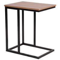 Flash Furniture Aurora Rustic Wood Grain Finish Side Table with Black Metal Cantilever Base-Contemporary Style
