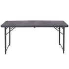 Flash Furniture 23.5"W x 48.25"L Height Adjustable Bi-Fold Dark Grey Plastic Folding Table with Carrying Handle-Ready To Use Commercial Table