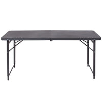 Flash Furniture 23.5"W x 48.25"L Height Adjustable Bi-Fold Dark Grey Plastic Folding Table with Carrying Handle-Ready To Use Commercial Table