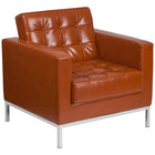 Flash Furniture HERCULES Lacey Series Contemporary Cognac LeatherSoft Chair with Stainless Steel Frame-Contemporary Style
