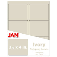 JAM Paper Large Shipping Address Labels - 3-1/3" x 4" - Ivory - 120 Pack -English only packaging