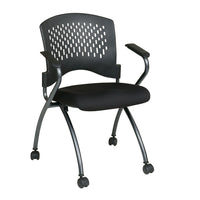 Pro-Line Deluxe Folding Chair with Ventilated Plastic Wrap Around Back, Black, 2 Pack-Ventilated Plastic Wrap Around Back
