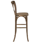 Flash Furniture HERCULES Series Dark Antique Wood Cross Back Barstool-Stacks up to 5 Chairs