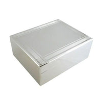 Elegance Silver Plated Lacquered Hinged Jewelry Box with Striped Border-Type: Jewelry Box