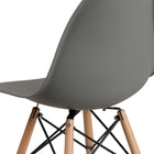 Flash Furniture Elon Series Plastic Chair with Wooden Legs - Moss Grey-Wooden Legs with Metal Bracing