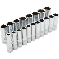 Dynamic Tools 1/2" Drive 19 Piece 6 Point Deep, Metric Socket Set, 10mm - 28mm-Contains: 10, 11, 12, 13, 14, 15, 16, 17, 18, 19, 20, 21, 22, 23, 24, 25, 26, 27, 28mm
