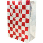 JAM Paper Gift Bags with Rope Handles - Medium - 8" x 10" x 4" - Red & Silver Checkered - 24 Pack-Quantity: 24 per pack