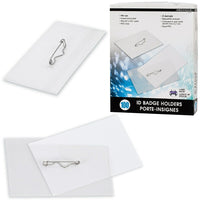Merangue Fold-over Name Badge with Pin, 100 Pack (1008-7421-00-000)-Clear plastic fold over name badge with pin