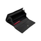 Champs Gala Collection Leather Flap Clutch Wallet - Black-2 slip pockets