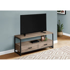 Monarch Specialties 2872 Tv Stand - 48"L/Dark Taupe/Black Metal-2 tiers with an open-concept design and 2 drawers with metal slides offer plenty of storage space for entertainment center equipment