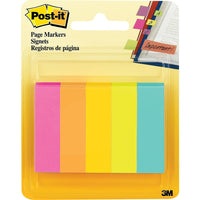 Post-it Page Markers - 1/2" x 2" - Assorted Fluorescent Colours-Ideal for temporarily marking pages in books, files, and reference materials