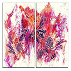 Designart Electric Orange Flowers Canvas Art Print, 40"W x 40"H, 2 Panels, (PT3410-4-40-40)-Print