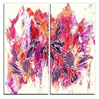 Designart Electric Orange Flowers Canvas Art Print, 40"W x 40"H, 2 Panels, (PT3410-4-40-40)-Print