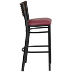 Flash Furniture HERCULES Series Black Slat Back Metal Restaurant Barstool - Walnut Wood Back - Burgundy Vinyl Seat-Walnut Wood Slat Back Design