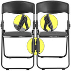 Flash Furniture HERCULES Series Heavy Duty Black Plastic Folding Chair with Built-in Ganging Brackets-Contoured Back and Seat