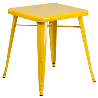 Flash Furniture Commercial Grade 23.75" Square Metal Indoor-Outdoor Table - Yellow-Metal Cafe Table