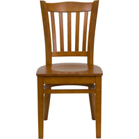 Flash Furniture HERCULES Series Vertical Slat Back Cherry Wood Restaurant Chair-Wood Chair