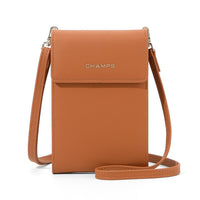 Champs RFID Blocking Smartphone Bag - Tan-Material: Faux Leather