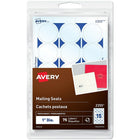 Avery Permanent Mailing Seals, 1" Diameter, Clear, 75 Pack, (2355)-Seal it, send it and smile. Flyers, newsletters, brochures and more stay securely fastened in the mail with these mailing seals. Affix the seals to the edge of the pages, and the permanent adhesive keeps mailings from unfolding while in transit. Sealing is the smart way to ensure safe mailing, so you can smile without worry.