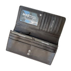 Club Rochelier Ladies Expander Clutch Wallet - Brown-Exterior Features: 1 slot pockets, 1 zippered pocket