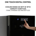 Koolatron 6 Bottle Wine Cooler, 0.65 cu. ft. (16L) Freestanding Thermoelectric Wine Fridge - Black-External touchscreen controls let you adjust the temperature or turn on the light without opening the door