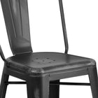 Flash Furniture 24" High Distressed Black Metal Indoor-Outdoor Counter Height Stool with Back-Distressed Black Powder Coat Finish