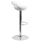 Flash Furniture Contemporary Plastic Adjustable Height Barstool with Rounded Cutout Back & Chrome Base - White-White Contoured ABS Seat