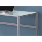 Monarch Specialties 7380 48" Computer Desk - Silver Metal/ White Tempered Glass-Strong silver metal track legs for support