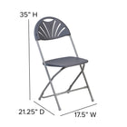 Flash Furniture HERCULES Series Charcoal Plastic Fan Back Folding Chair-Double Support Rails